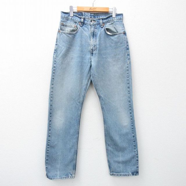 W32★古着 リーバイス Levis 505 メンズ 00年代 00s ヒゲ コットン 薄紺 ネイビー デニム 25may15 中古 ボトムス ジーパン Gパン ロング パンツ