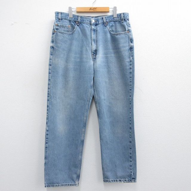W37★古着 ジーンズ Levis リーバイス 550 メンズ 00年代 00s ヒゲ コットン 紺 ネイビー デニム 25may16 中古 ボトムス ジーパン Gパン ロング パンツ