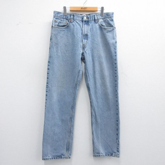 【50%OFF】W36★古着 ジーンズ Levis リーバイス 505 メンズ コットン 薄紺 ネイビー デニム 25may16 中古 ボトムス ジーパン Gパン ロング パンツ