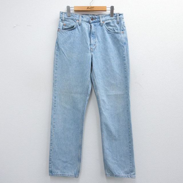 W32★古着 ジーンズ Levis リーバイス 505 メンズ 00年代 00s コットン 薄紺 ネイビー デニム 25may16 中古 ボトムス ジーパン Gパン ロング パンツ