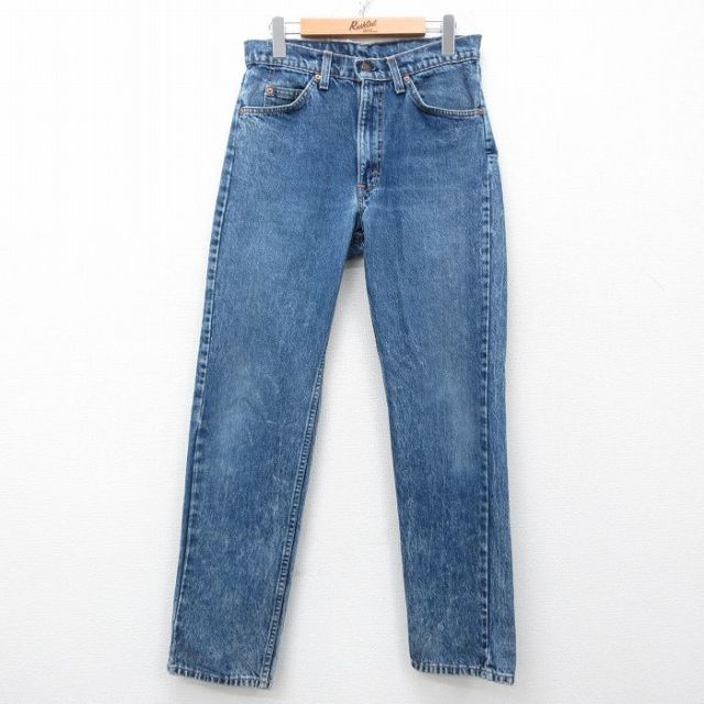 W30★古着 ジーンズ Levis リーバイス 505 メンズ 90年代 90s コットン USA製 紺 ネイビー デニム 【spe】 25may16 中古 ボトムス ジーパン Gパン ロング パンツ