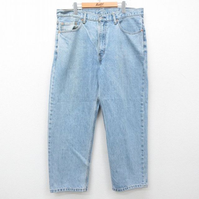 W38★古着 ジーンズ Levis リーバイス 550 メンズ コットン 薄紺 ネイビー デニム 25may16 中古 ボトムス ジーパン Gパン ロング パンツ