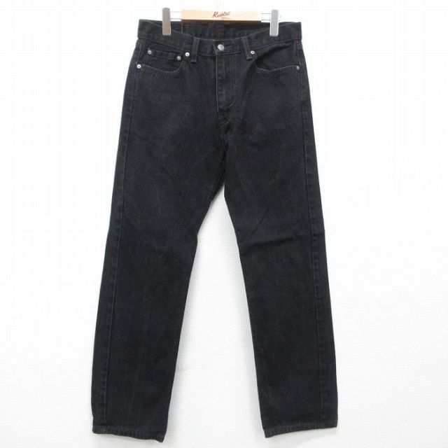 W33★古着 ジーンズ Levis リーバイス 505 メンズ コットン 黒 ブラック デニム 25may16 中古 ボトムス ジーパン Gパン ロング パンツ
