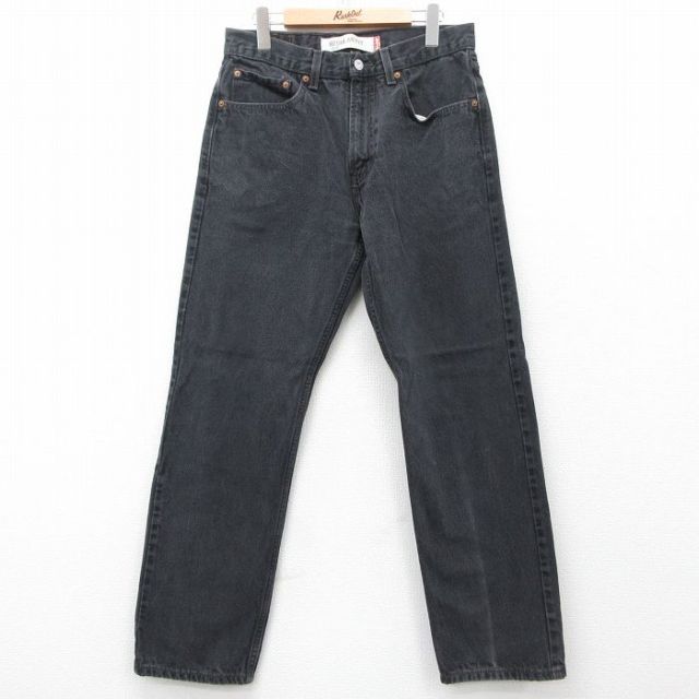 W31★古着 ジーンズ Levis リーバイス 505 メンズ コットン 黒 ブラック デニム 25may16 中古 ボトムス ジーパン Gパン ロング パンツ