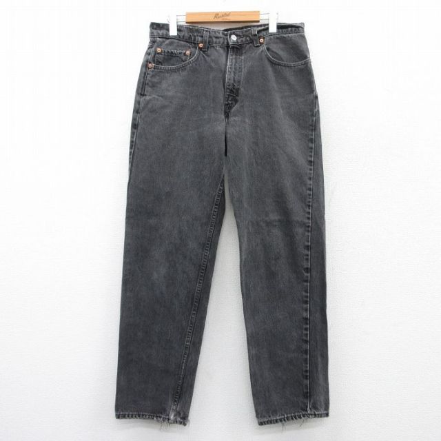W34★古着 ジーンズ Levis リーバイス 550 メンズ 90年代 90s コットン 黒 ブラック デニム 25may16 中古 ボトムス ジーパン Gパン ロング パンツ
