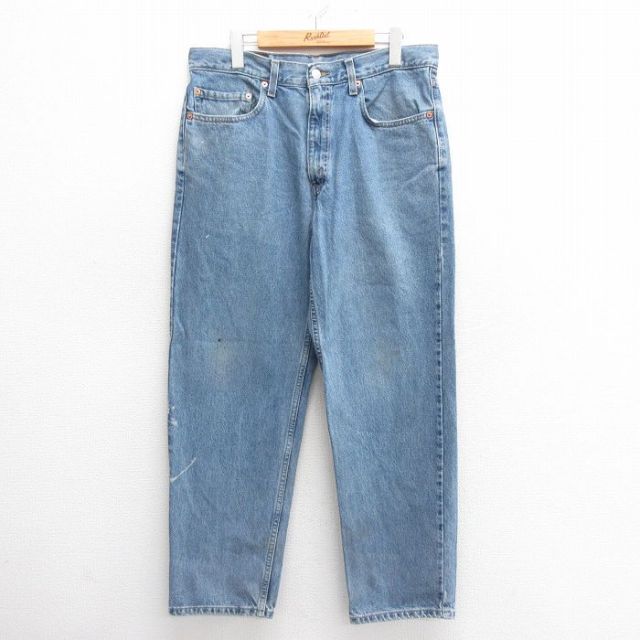W34★古着 ジーンズ Levis リーバイス 550 メンズ 00年代 00s コットン 紺 ネイビー デニム 25may27 中古 ボトムス ジーパン Gパン ロング パンツ