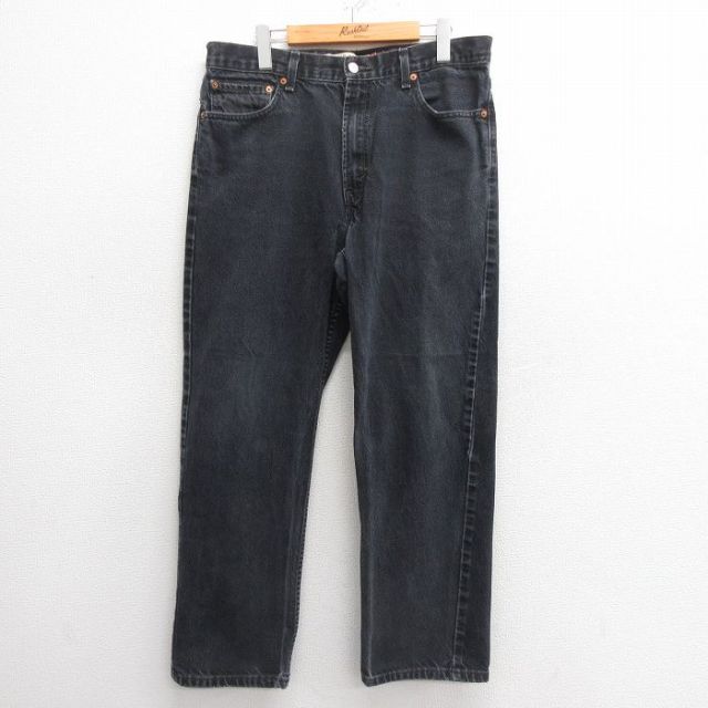 W35★古着 ジーンズ Levis リーバイス 505 メンズ コットン 黒 ブラック デニム 25may27 中古 ボトムス ジーパン Gパン ロング パンツ