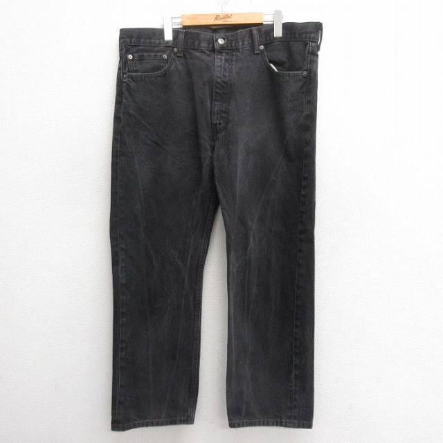 W40★古着 ジーンズ Levis リーバイス 505 メンズ 大きいサイズ コットン 黒 ブラック デニム 25may27 中古 ボトムス ジーパン Gパン ロング パンツ