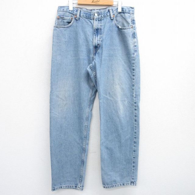W35★古着 リーバイス Levis 550 メンズ ヒゲ 紺 ネイビー デニム 25jun05 中古 ボトムス ジーパン Gパン ロング パンツ