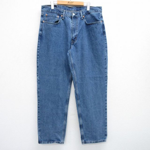 W37★古着 リーバイス Levis 550 メンズ コットン 紺 ネイビー デニム 25jun05 中古 ボトムス ジーパン Gパン ロング パンツ