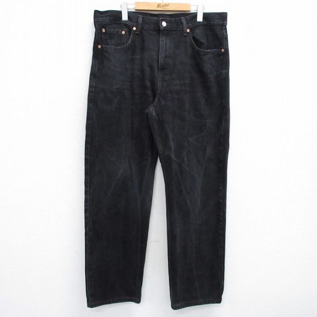 W38★古着 リーバイス Levis 550 メンズ ヒゲ コットン 黒 ブラック デニム 25jun05 中古 ボトムス ジーパン Gパン ロング パンツ