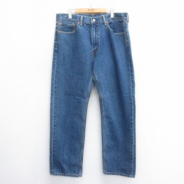 W38★古着 ジーンズ リーバイス Levis 505 メンズ コットン 紺 ネイビー デニム 25jun14 中古 ボトムス ジーパン Gパン ロング パンツ