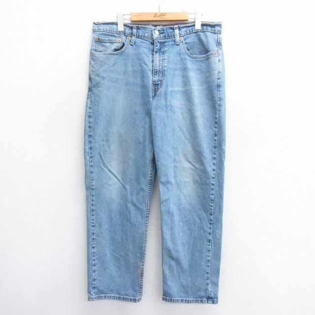 W36★古着 ジーンズ リーバイス Levis 550 メンズ ヒゲ 紺 ネイビー デニム 25jun14 中古 ボトムス ジーパン Gパン ロング パンツ
