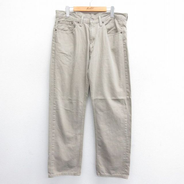 W36★古着 ジーンズ リーバイス Levis 505 メンズ コットン ベージュ系 カーキ デニム 25jun14 中古 ボトムス ジーパン Gパン ロング パンツ