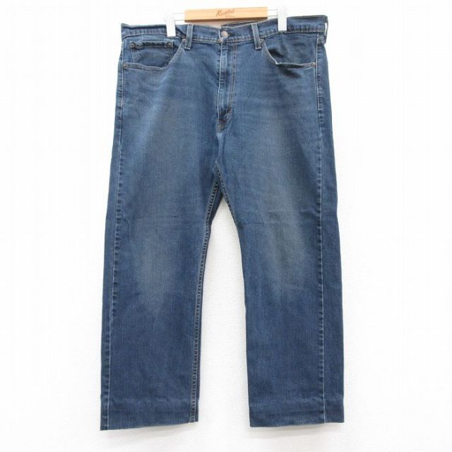 W38★古着 リーバイス Levis 505 メンズ ヒゲ 濃紺 ネイビー デニム 25jun21 中古 ボトムス ジーパン Gパン ロング パンツ