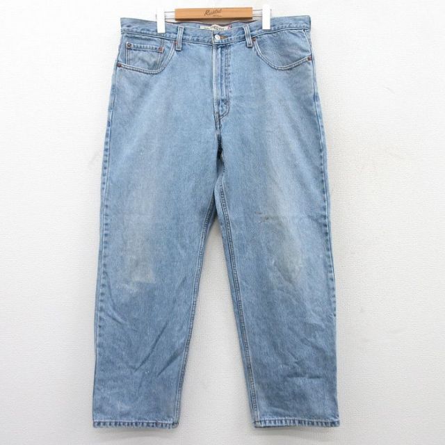 W38★古着 リーバイス Levis 550 メンズ コットン 紺 ネイビー デニム 25jun21 中古 ボトムス ジーパン Gパン ロング パンツ