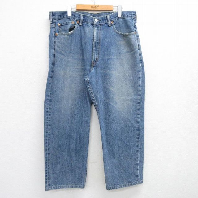 【20%OFF】W38★古着 ジーンズ リーバイス Levis 550 メンズ ヒゲ コットン 紺 ネイビー デニム 25jul05 中古 ボトムス ジーパン Gパン ロング パンツ