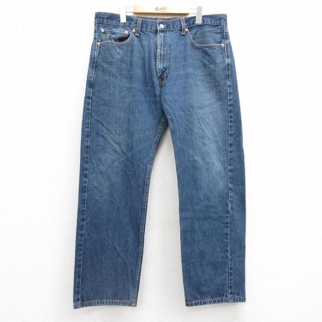 W39★古着 ジーンズ Levis リーバイス 505 メンズ ヒゲ コットン 紺 ネイビー デニム 25jul16 中古 ボトムス ジーパン Gパン ロング パンツ