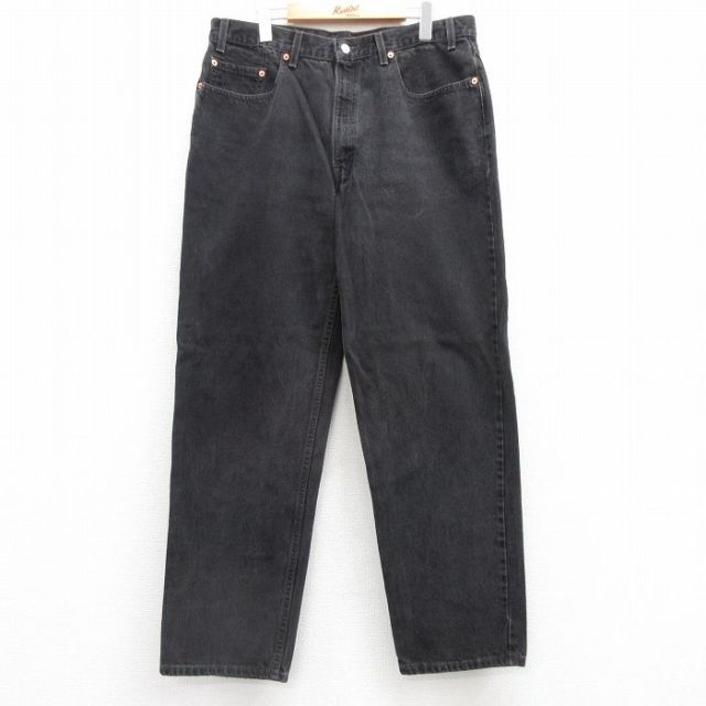 W37★古着 ジーンズ Levis リーバイス 550 メンズ 00年代 00s コットン 黒 ブラック デニム 25jul16 中古 ボトムス ジーパン Gパン ロング パンツ