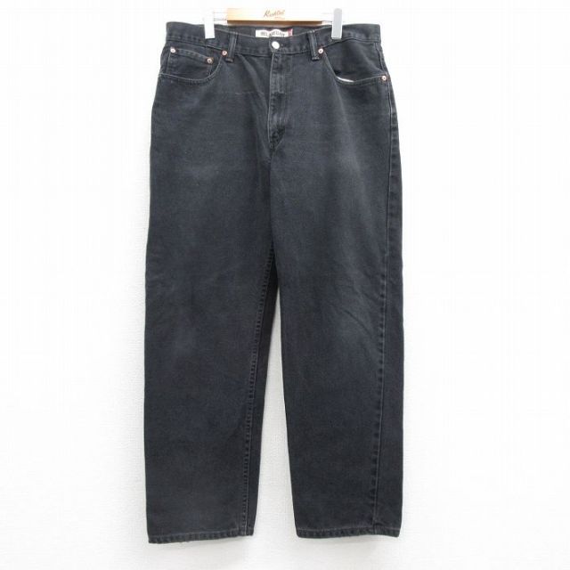 W37★古着 ジーンズ Levis リーバイス 550 メンズ コットン 黒 ブラック デニム 25jul16 中古 ボトムス ジーパン Gパン ロング パンツ