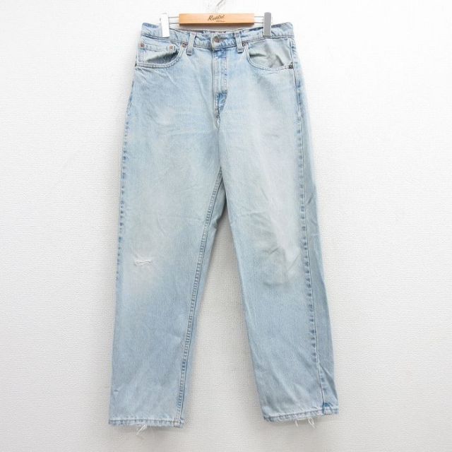 W33★古着 ジーンズ Levis リーバイス 550 メンズ 薄紺 ネイビー デニム 25jul16 中古 ボトムス ジーパン Gパン ロング パンツ