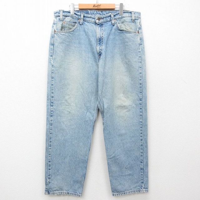 W39★古着 ジーンズ Levis リーバイス 550 メンズ 00年代 00s ヒゲ 大きいサイズ コットン 薄紺 ネイビー デニム 25jul25 中古 ボトムス ジーパン Gパン ロング パンツ