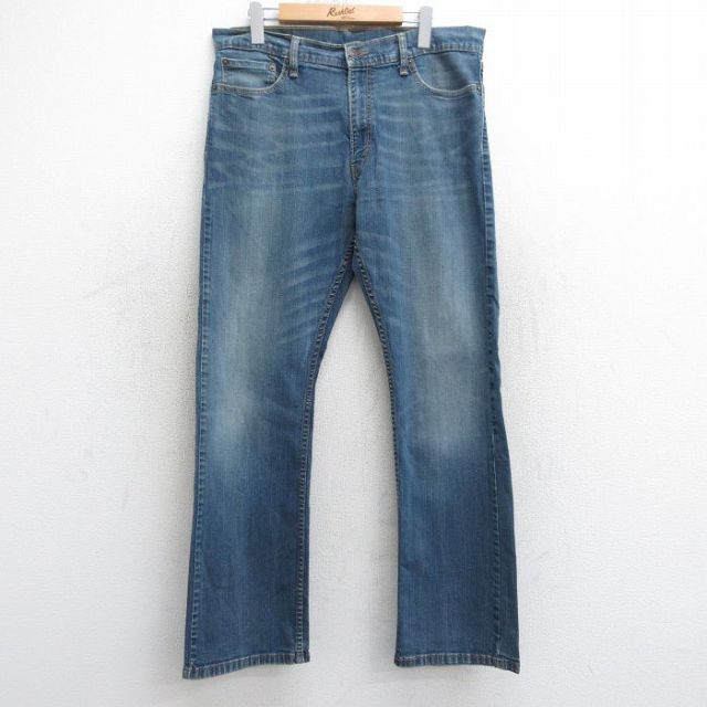 【50%OFF】W36★古着 リーバイス Levis 514 ジーンズ メンズ ヒゲ 紺 ネイビー デニム 25jul30 中古 ボトムス ジーパン Gパン ロング パンツ