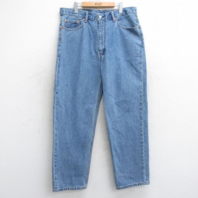 W38★古着 ジーンズ Levis リーバイス 550 メンズ コットン USA製 紺 ネイビー デニム 25jul30 中古 ボトムス ジーパン Gパン ロング パンツ