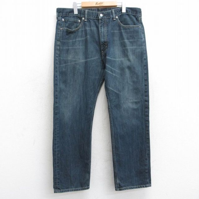 W38★古着 ジーンズ Levis リーバイス 505 メンズ ヒゲ コットン 濃紺 ネイビー デニム 25jul30 中古 ボトムス ジーパン Gパン ロング パンツ