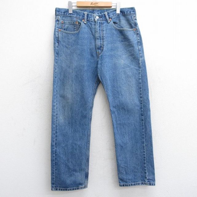 【20%OFF】W36★古着 ジーンズ Levis リーバイス 505 メンズ コットン 紺 ネイビー デニム 25jul30 中古 ボトムス ジーパン Gパン ロング パンツ