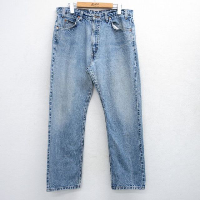 W35★古着 ジーンズ Levis リーバイス 505 メンズ 00年代 00s ヒゲ コットン 紺 ネイビー デニム 25aug01 中古 ボトムス ジーパン Gパン ロング パンツ