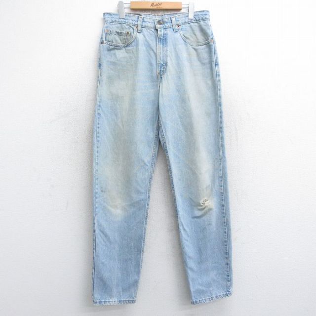 古着 ジーンズ Levis リーバイス 550 メンズ 90年代 90s ヒゲ テーパード コットン USA製 薄紺 ネイビー デニム W33 中古 ボト 中古 古着 古着通販 W33☆古着 ジーンズ Levis リーバイス 550 メンズ 90年代 90s