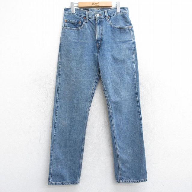 W31★古着 ジーンズ Levis リーバイス 505 メンズ 00年代 00s ヒゲ コットン 紺 ネイビー デニム 25aug13 中古 ボトムス ジーパン Gパン ロング パンツ