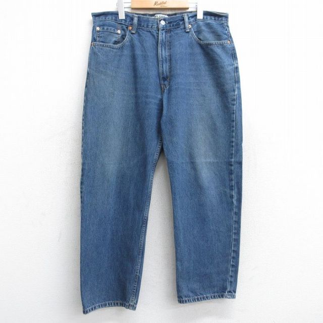 W38★古着 ジーンズ Levis リーバイス 550 メンズ ヒゲ コットン 紺 ネイビー デニム 25aug13 中古 ボトムス ジーパン Gパン ロング パンツ