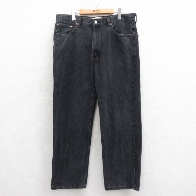W38★古着 ジーンズ Levis リーバイス 550 メンズ テーパード コットン 黒 ブラック デニム 25sep05 中古 ボトムス ジーパン Gパン ロング パンツ