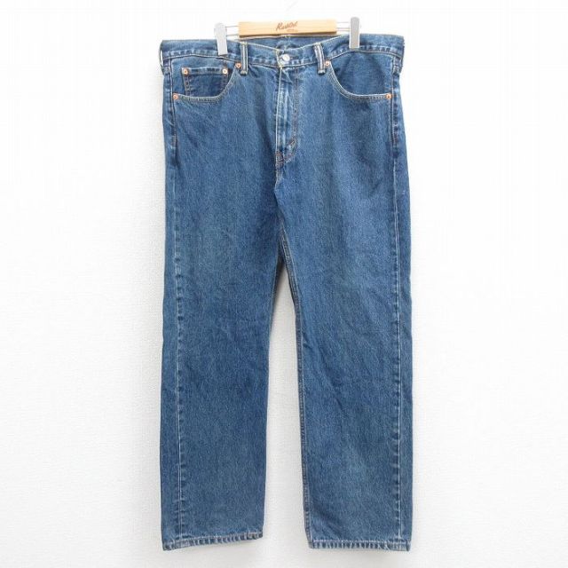 W40★古着 ジーンズ Levis リーバイス 505 メンズ 大きいサイズ コットン 紺 ネイビー デニム 25sep05 中古 ボトムス ジーパン Gパン ロング パンツ