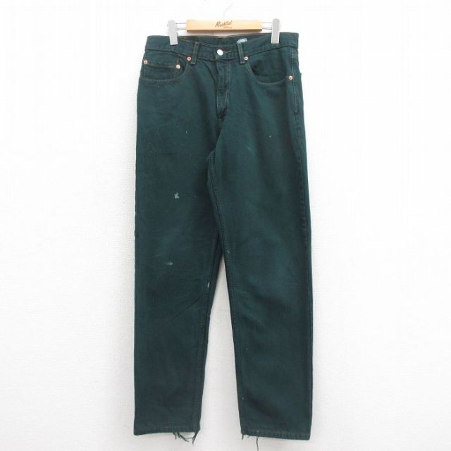 W33★古着 ジーンズ Levis リーバイス 550 メンズ 00年代 00s テーパード 緑 グリーン デニム 25sep05 中古 ボトムス ジーパン Gパン ロング パンツ