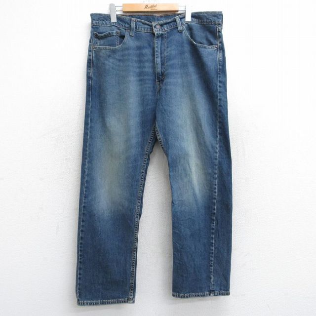 W38★古着 リーバイス Levis 505 メンズ ヒゲ 濃紺 ネイビー デニム 25sep06 中古 ボトムス ジーパン Gパン ロング パンツ