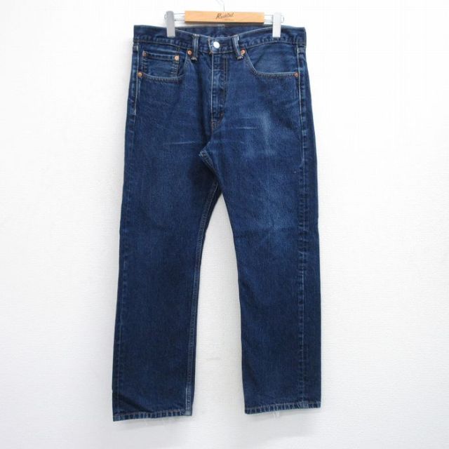 W35★古着 ジーンズ リーバイス Levis 505 メンズ コットン 濃紺 ネイビー デニム 25sep19 中古 ボトムス ジーパン Gパン ロング パンツ