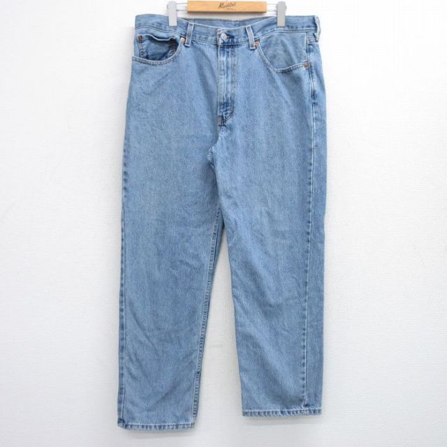 W38★古着 ジーンズ リーバイス Levis 550 メンズ コットン 薄紺 ネイビー デニム 25sep19 中古 ボトムス ジーパン Gパン ロング パンツ