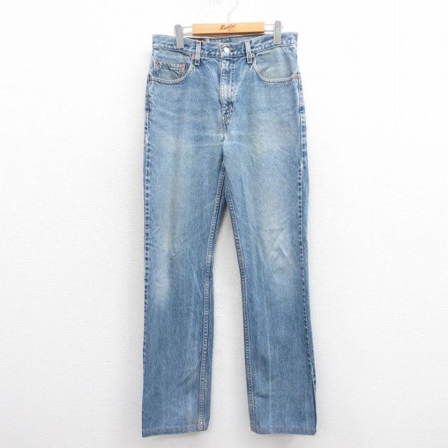 【20%OFF】W36★古着 ジーンズ Levis リーバイス 505 メンズ 00年代 00s ヒゲ コットン 薄紺 ネイビー デニム 25sep30 中古 ボトムス ジーパン Gパン ロング パンツ