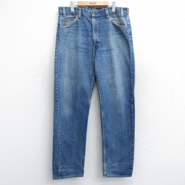 W38★古着 リーバイス Levis 505 メンズ 90年代 90s ヒゲ コットン USA製 紺 ネイビー デニム 【spe】 25oct15 中古 ボトムス ジーパン Gパン ロング パンツ