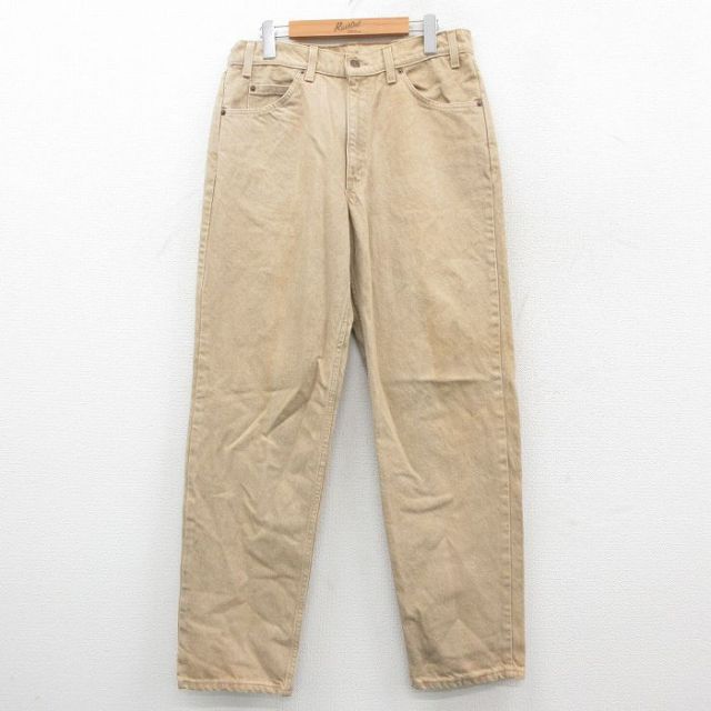 【20%OFF】W33★古着 ジーンズ Levis リーバイス 550 メンズ 90年代 90s コットン USA製 ベージュ系 カーキ デニム 25oct27 中古 ボトムス ジーパン Gパン ロング パンツ