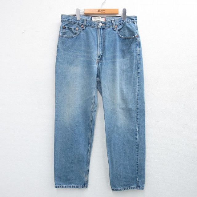 W36★古着 ジーンズ リーバイス Levis 550 メンズ ヒゲ コットン 紺 ネイビー デニム 25oct29 中古 ボトムス ジーパン Gパン ロング パンツ