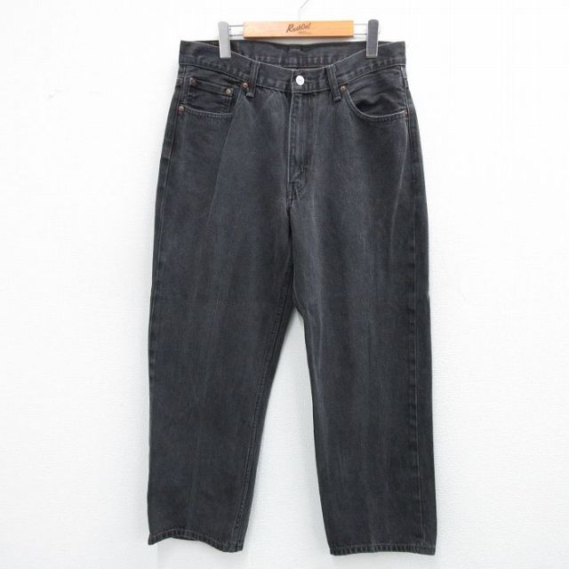 W34★古着 ジーンズ リーバイス Levis 550 メンズ コットン 黒 ブラック デニム 25oct29 中古 ボトムス ジーパン Gパン ロング パンツ