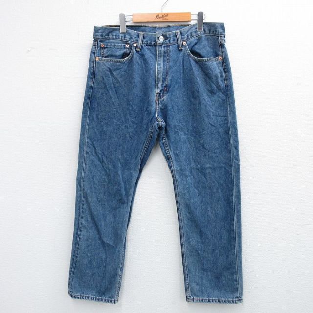 W36★古着 ジーンズ リーバイス Levis 505 メンズ コットン 紺 ネイビー デニム 25oct29 中古 ボトムス ジーパン Gパン ロング パンツ