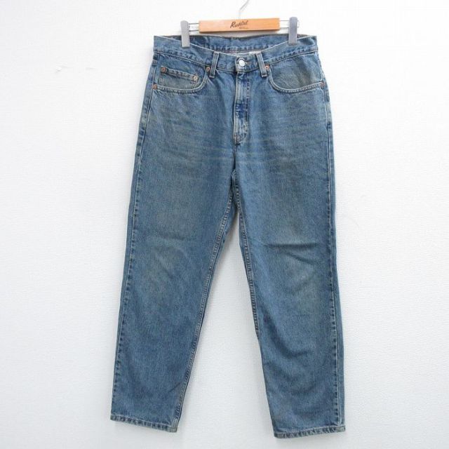 W33★古着 ジーンズ リーバイス Levis 550 メンズ 00年代 00s ヒゲ コットン 紺 ネイビー デニム 25oct29 中古 ボトムス ジーパン Gパン ロング パンツ
