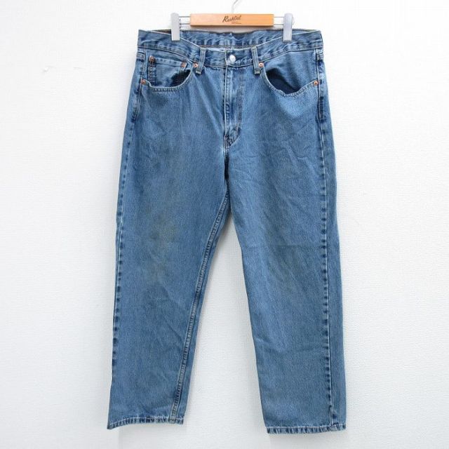 W36★古着 ジーンズ リーバイス Levis 550 メンズ 紺 ネイビー デニム 25oct29 中古 ボトムス ジーパン Gパン ロング パンツ
