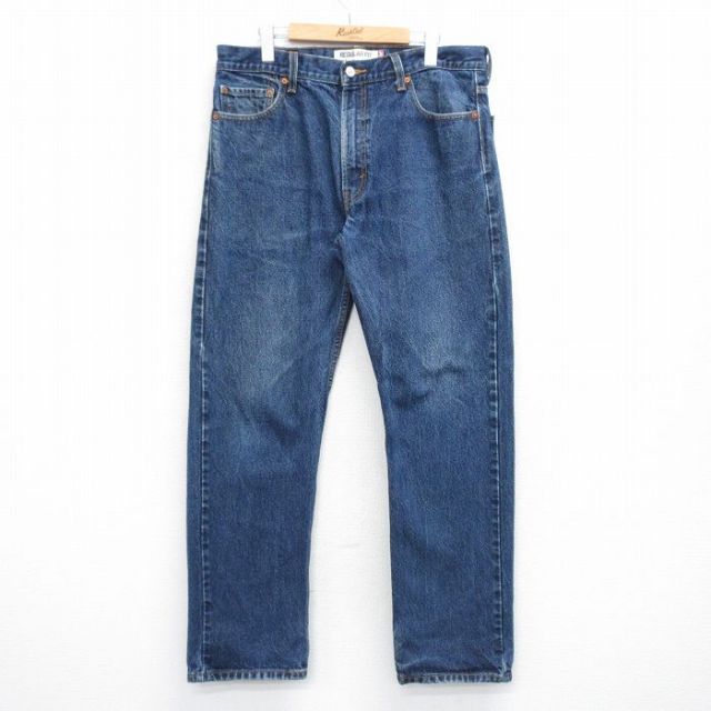 W36★古着 ジーンズ リーバイス Levis 505 メンズ 紺 ネイビー デニム 25oct30 中古 ボトムス ジーパン Gパン ロング パンツ