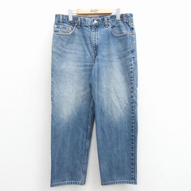 W35★古着 ジーンズ Levis リーバイス 550 メンズ 90年代 90s テーパード ヒゲ コットン USA製 紺 デニム【spe】 25nov25